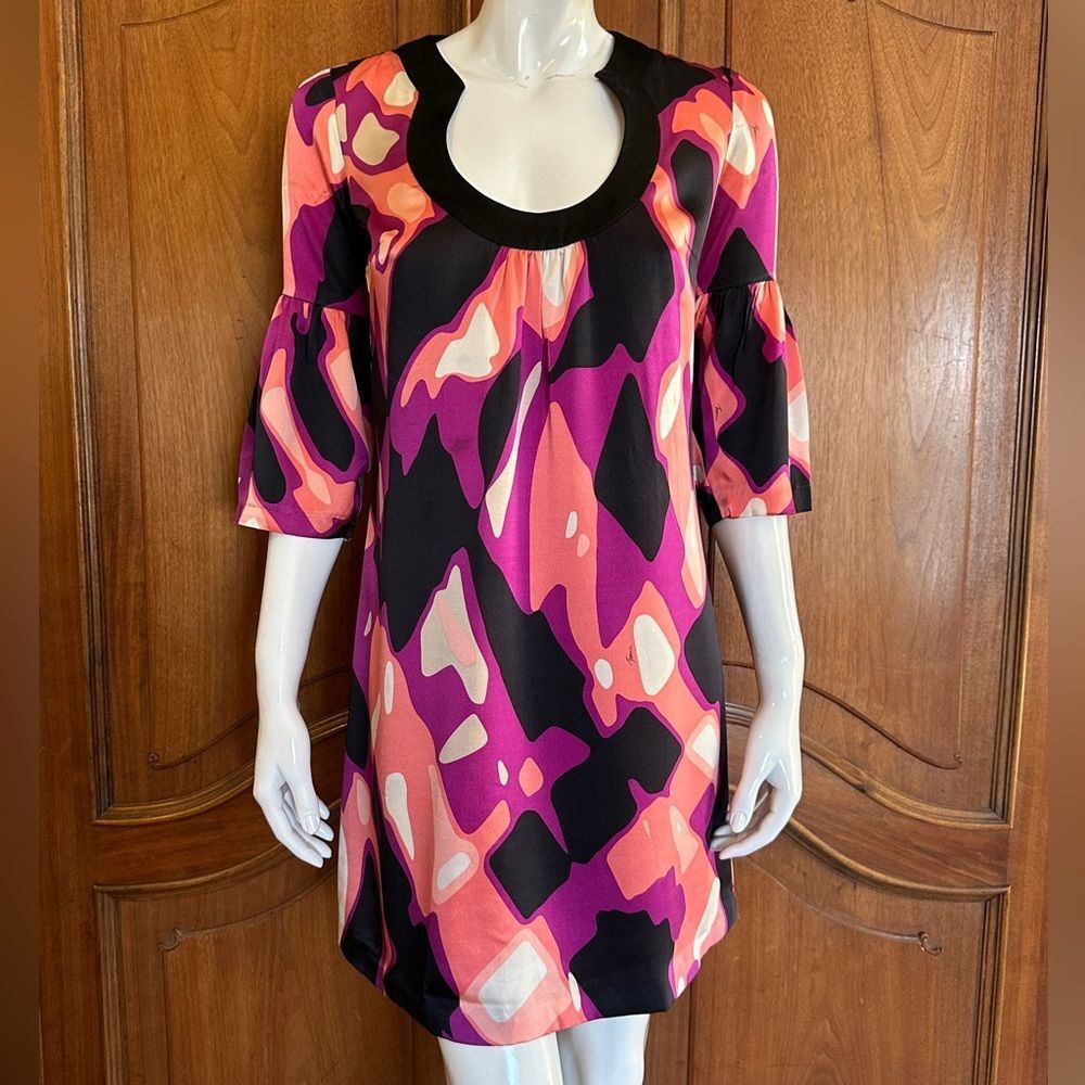 TRINA TURK Silk Bonita Dress Abstract Jewel Print Size 2